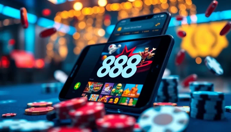 Experience the thrilling interface of the 888 new online gambling platform, showcasing games and betting options in a vibrant digital environment.