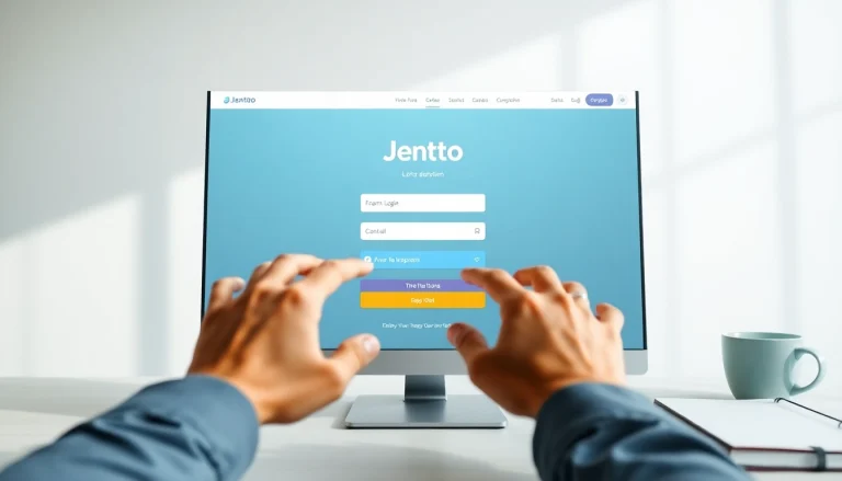 Masuk ke jentoto login dengan antarmuka modern dan interaktif di latar belakang minimalis.
