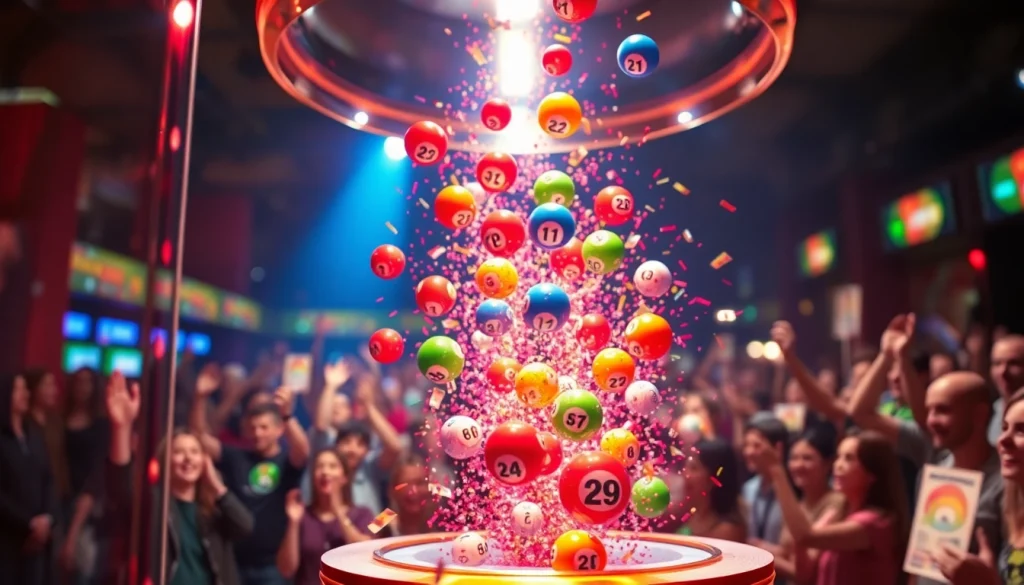 Menangkan di diantogel dengan saat ketika bola lotere diputar dan penonton bersemangat.