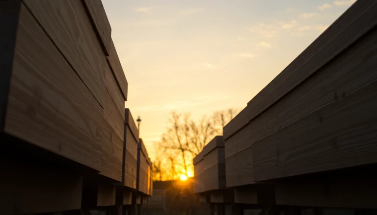 Colmenas de madera en un apiario, mostrando su robustez y diseño artesanal al atardecer.