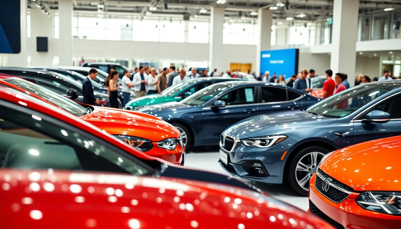 Engaging scene of Auto Cars Show with attendees exploring the latest vehicles.