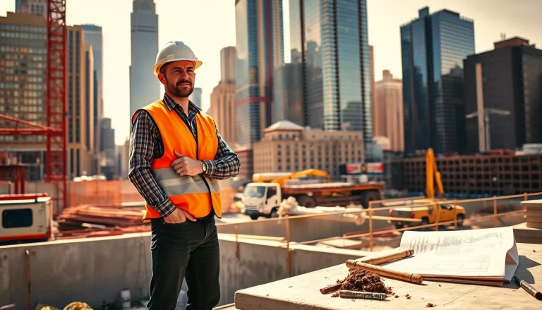 New York General Contractor inspecting a busy construction site in New York City.