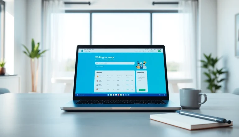 Bekijk het ontwerp van de gebruiksvriendelijke interface van https://enqueteplein.nl op een moderne laptop.