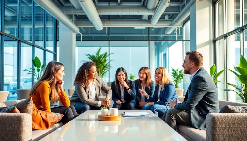 Financial advisor San Antonio consulting clients in a modern office setting.