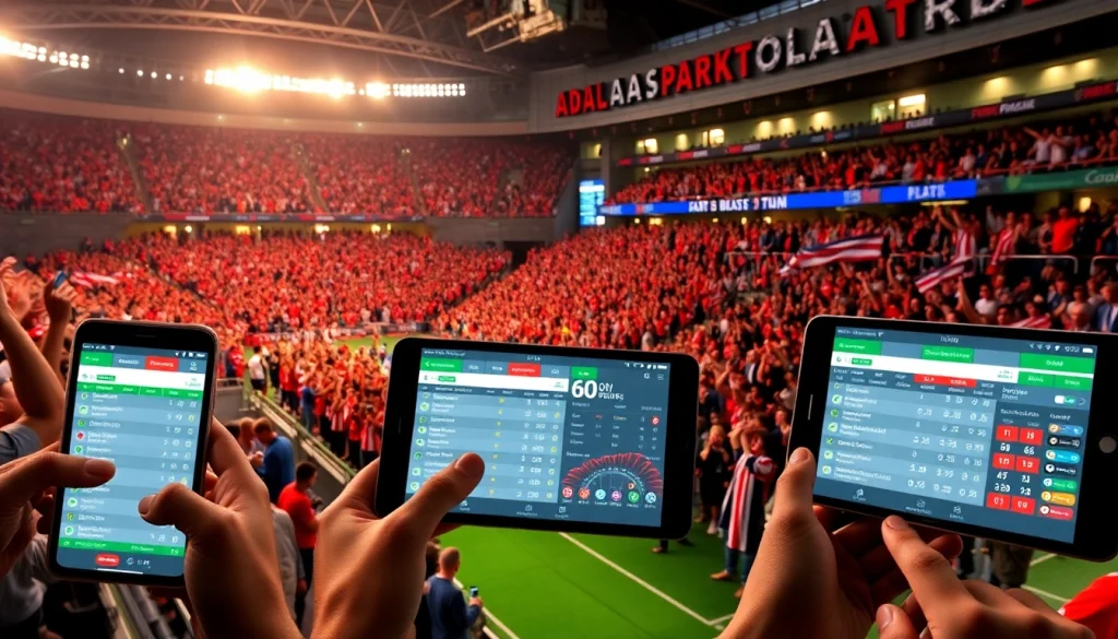 Showcasing the best sports betting apps in India amidst a lively sports atmosphere.