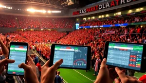 Showcasing the best sports betting apps in India amidst a lively sports atmosphere.