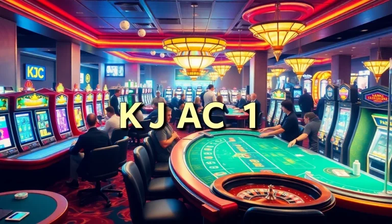 Vibrant casino scene showcasing gambling excitement with KJC AC 1.