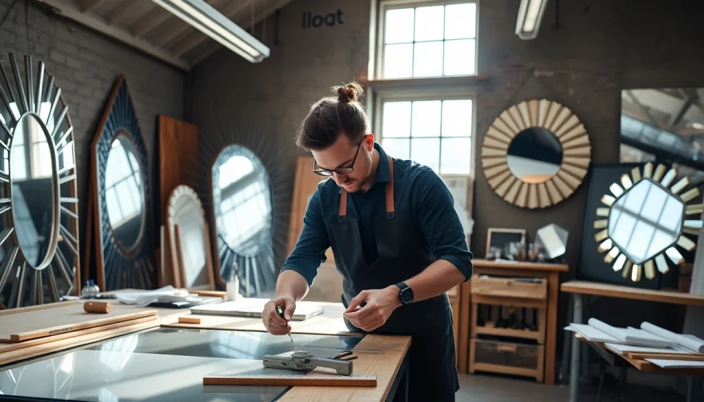 Craft bespoke mirrors from https://merithome.co.uk in a bright artisan workshop.