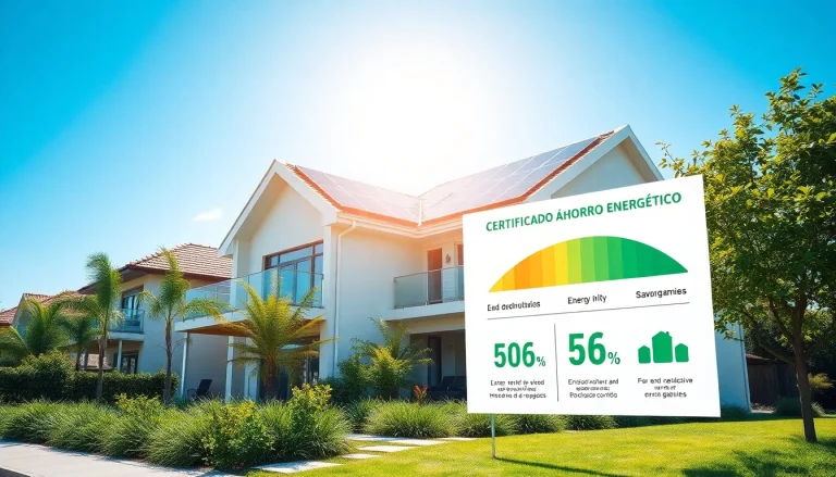 Promoting Certificado Ahorro Energético con una infografía en un hogar energéticamente eficiente.
