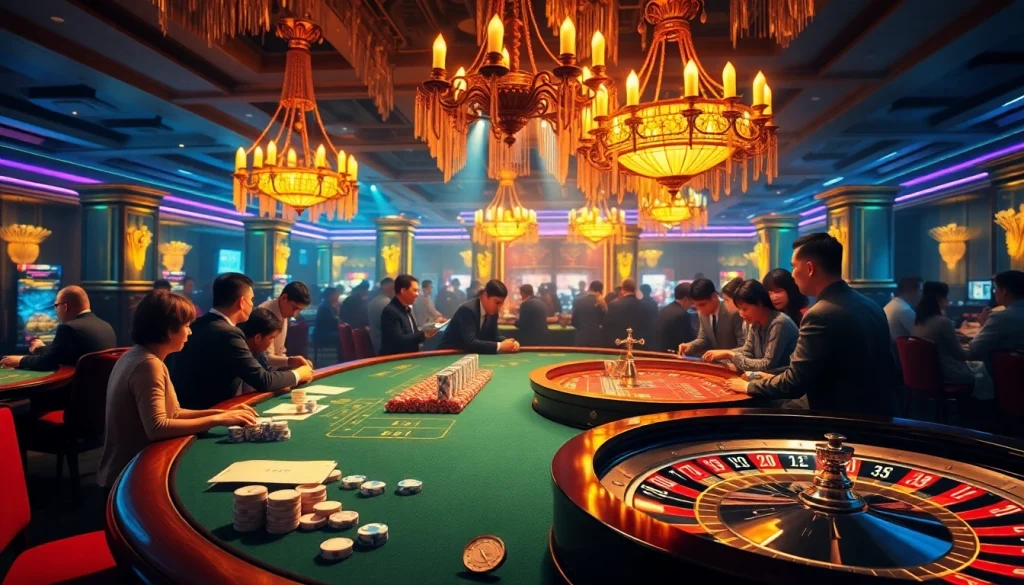 Experience the excitement of gambling as players Truy Cập betting tables with vibrant colors and luxurious surroundings.