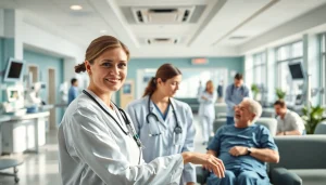 Engaging scene at https://tweestedenziekenhuis.nl with healthcare professionals assisting patients, promoting trust.