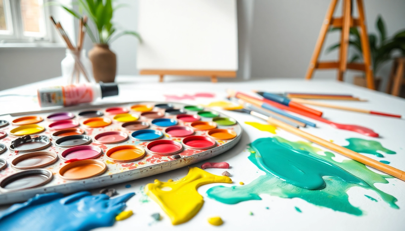 The vibrant acrylic palette and brushes showcased on https://acrylicpedia.com, inspiring creativity.