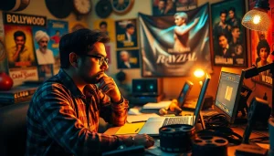 Capture the creative energy of filmmaking at https://theopinionatedindian.com with a focused filmmaker at work.