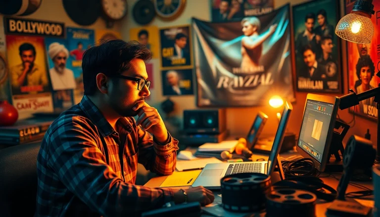 Capture the creative energy of filmmaking at https://theopinionatedindian.com with a focused filmmaker at work.