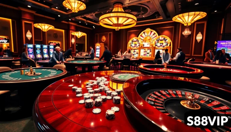 Experience the thrill of S88VIP with dynamic casino tables and vibrant gaming action.