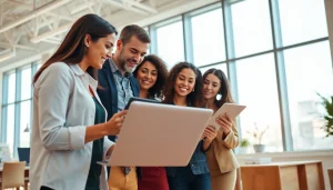 Engaging professionals discussing managed IT support services in a modern office.