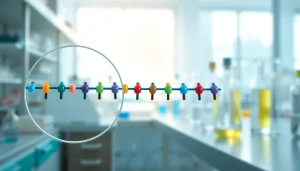 Visual representation of peptide amino acid sequences explained in a laboratory setting.