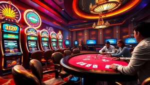 389WIN logo shines on digital screens as players engage in thrilling casino games.