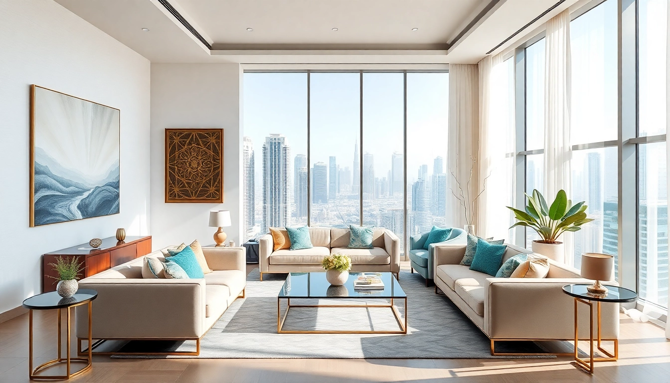 Transforming spaces with interior design dubai, showcasing a modern luxury living room.