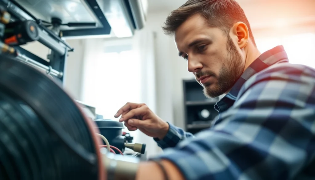 Expert HVAC technician performing AC repair phoenix az in a residential setting.