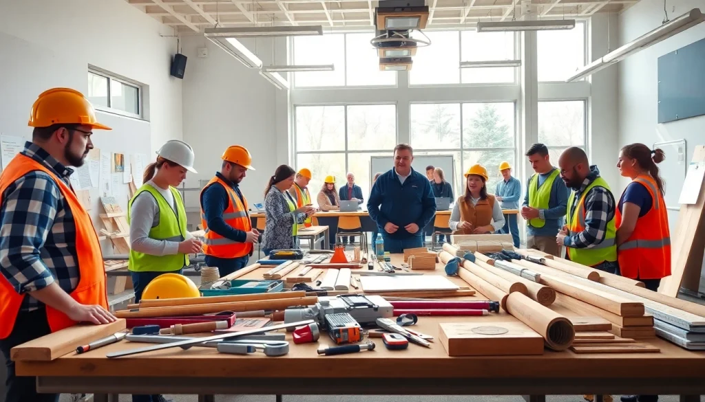Engaging scene of construction education in Colorado with students learning skills and tools.