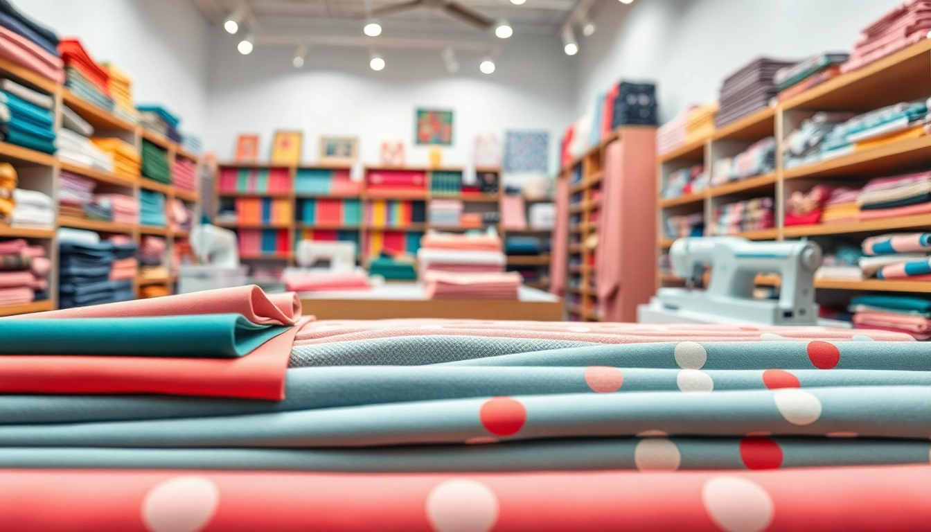 Stoffenwinkel met kleurrijke stoffen en fournituren in een gezellige sfeer.