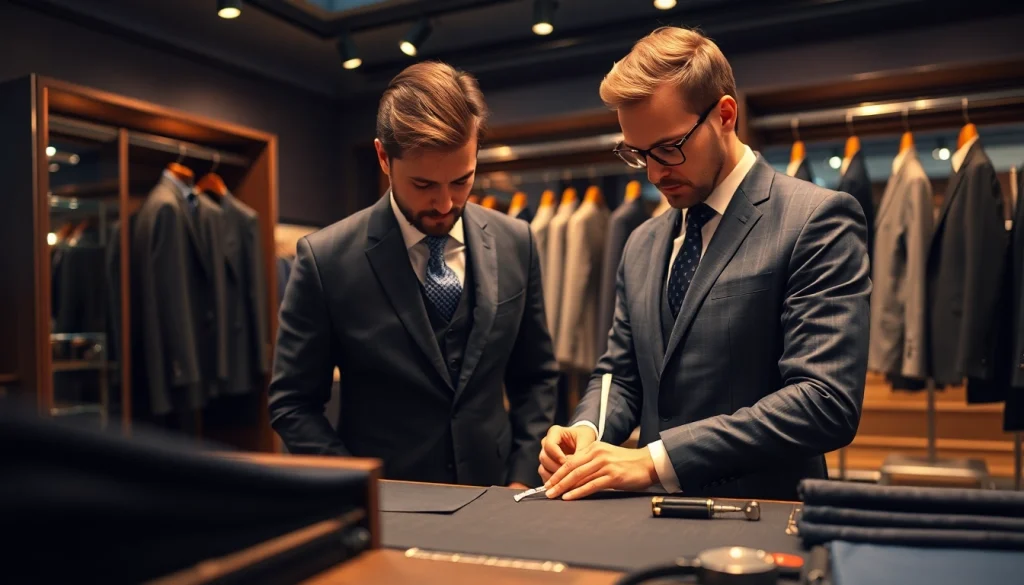 Crafting a tailor made bespoke suit for a client with precision and style.