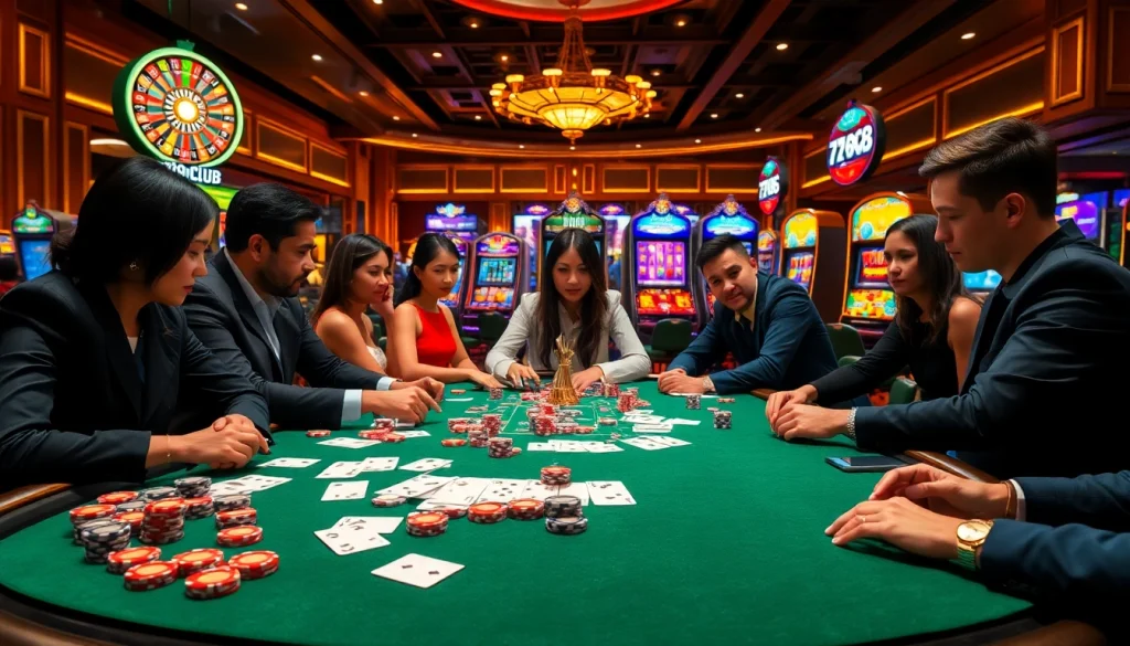 Experience thrilling gameplay at 789club with poker chips and vibrant casino tables.
