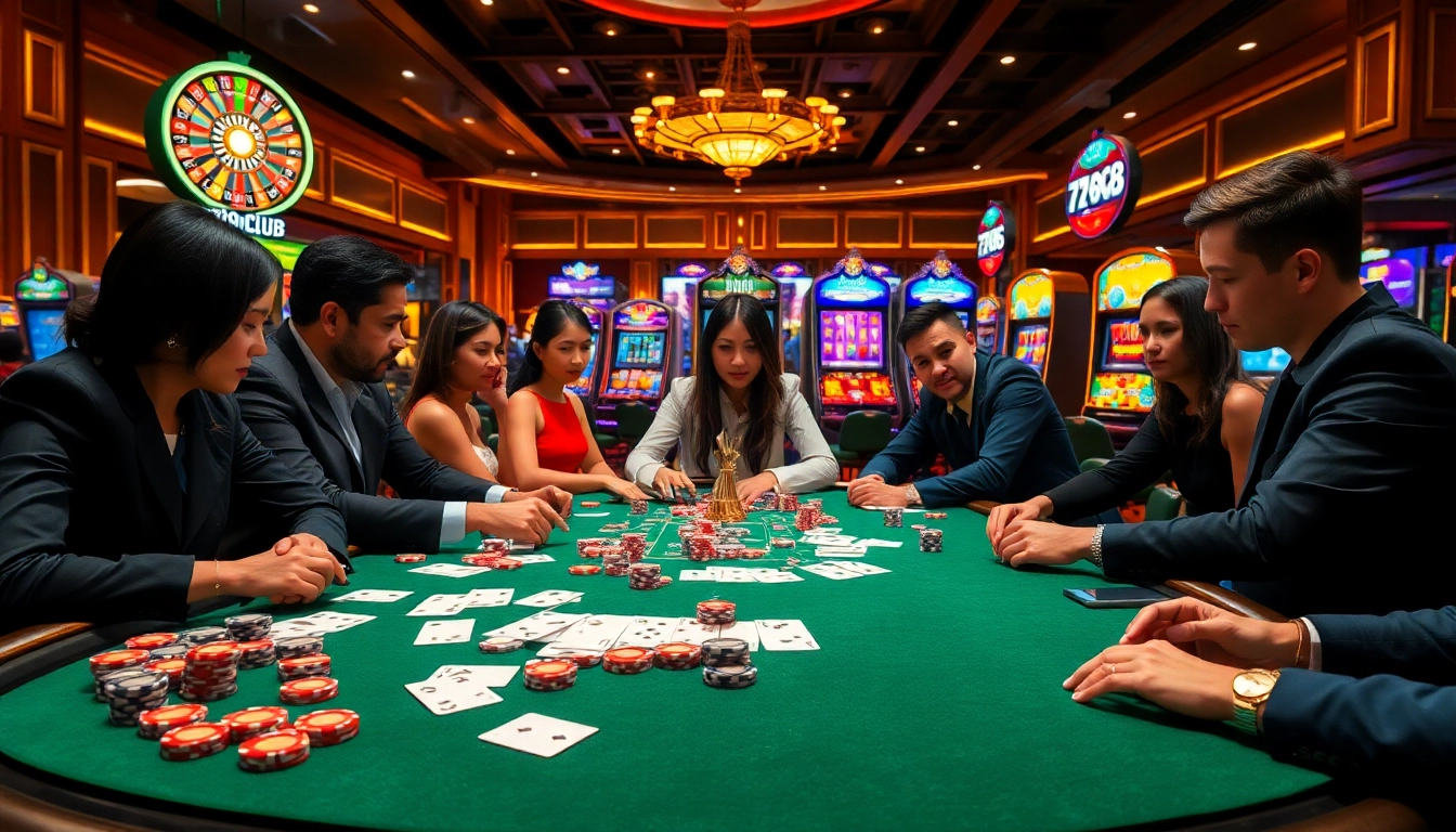 Experience thrilling gameplay at 789club with poker chips and vibrant casino tables.