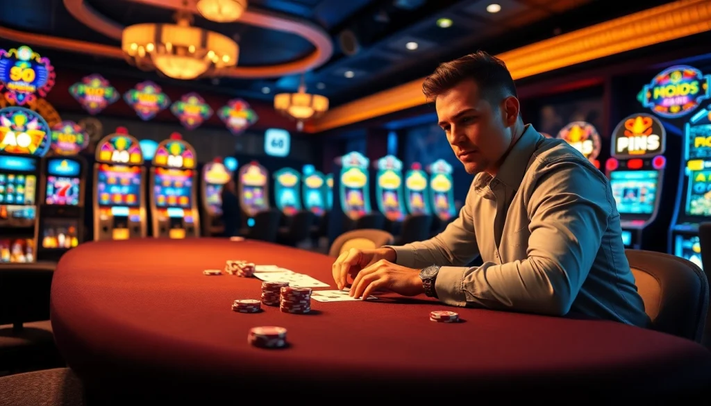 Winning at new66 with high-stakes poker chips and cards in a luxurious casino atmosphere.