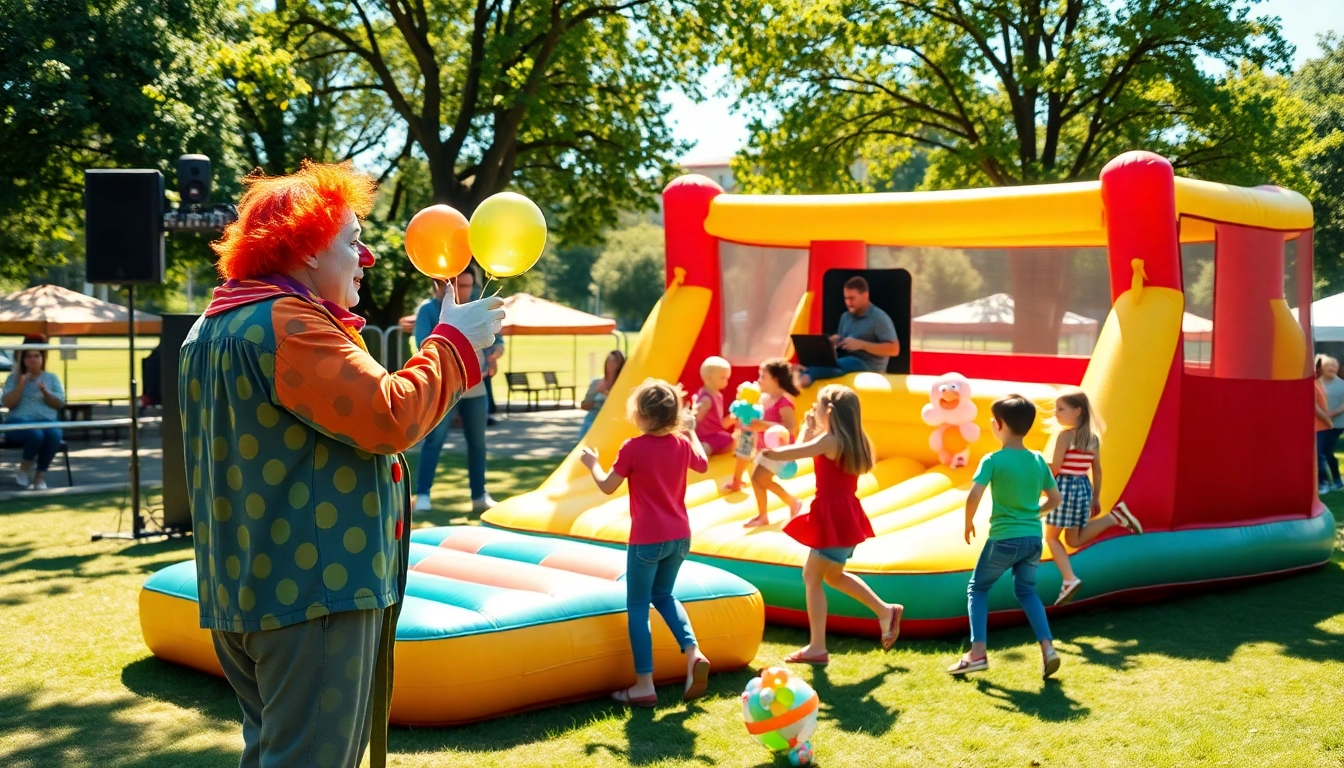 Engage with fun entertainment at https://www.tcspecialentertainment4u.com featuring a clown and bounce houses.
