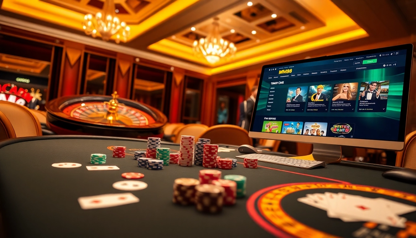 Experience the thrill of online gaming at Trang Chủ MM88 with vibrant casino elements and exciting gameplay.