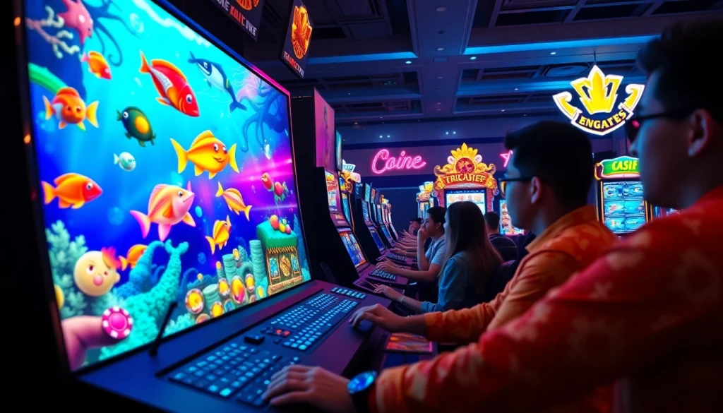 A player enjoying the exciting bắn cá đổi thưởng game, showcasing vibrant graphics and dynamic gameplay.