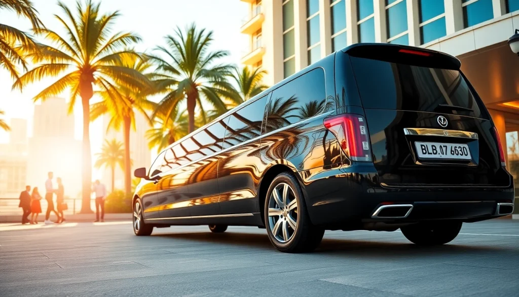 Experience luxury with a professional limousine service at a high-end hotel entrance.