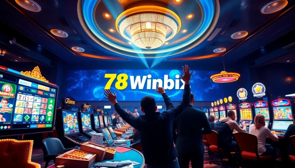 Exciting gaming experience at 78winbiz.com highlighting casino atmosphere with players and games.