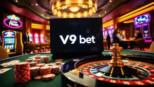 Players engaging in thrilling games at V9 bet casino showcasing excitement and strategy.
