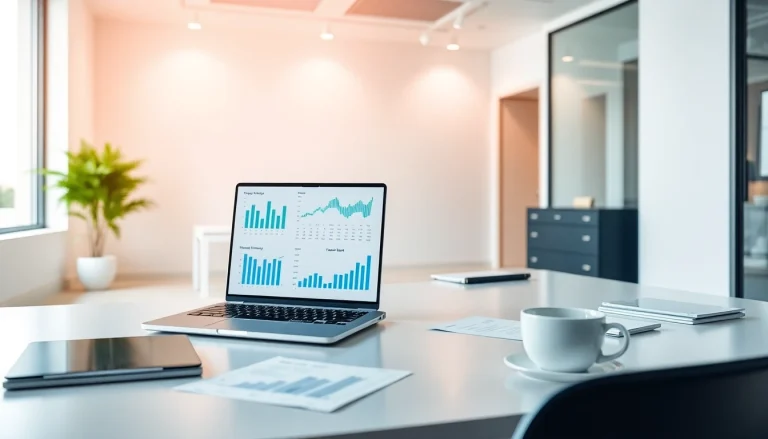 Modern office showcasing financial technology with BOX138 branding, emphasizing trust and innovation.