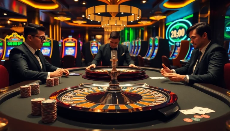 Experience thrilling online gambling at https://32win.football/ with vibrant casino scenes and engaged players.
