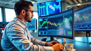 Analyze hotforex mt4 trading charts in a modern office setting with professional tools.