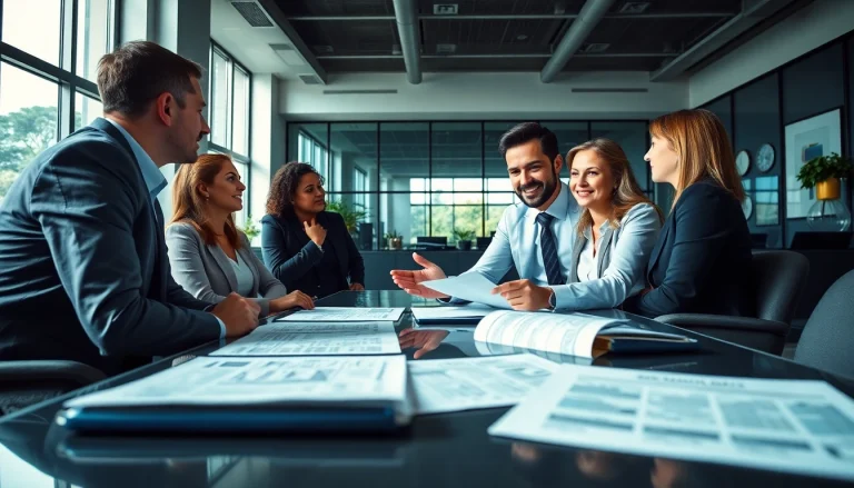 Financial advisor explaining SMSF tax return process to clients in a modern office.