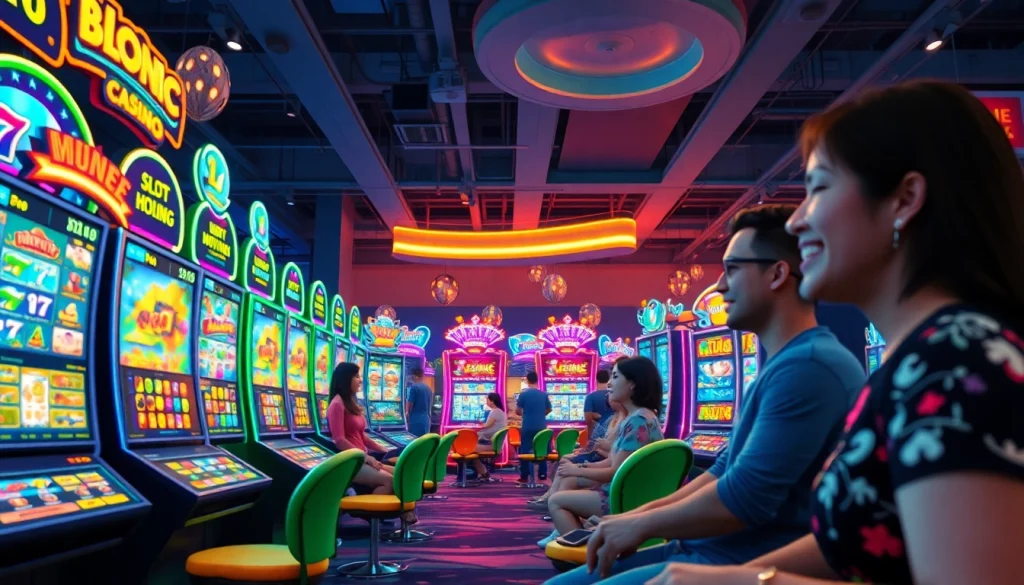 Experience the thrill of slot hoki with vibrant online gaming machines and enthusiastic players.