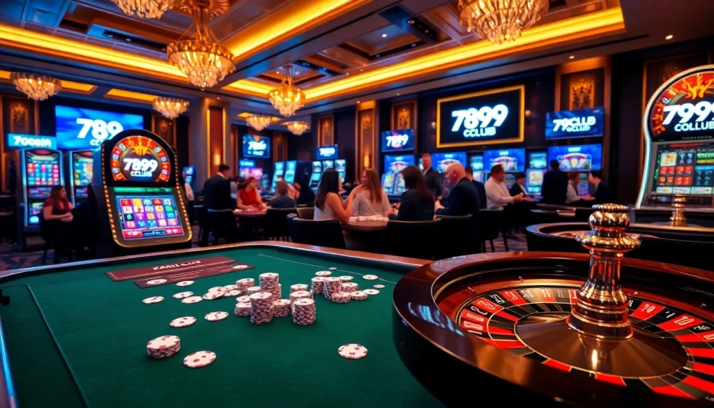 Experience thrilling gameplay at 789club with vibrant poker chips and an elegant casino atmosphere.