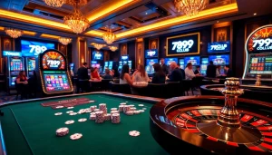 Experience thrilling gameplay at 789club with vibrant poker chips and an elegant casino atmosphere.