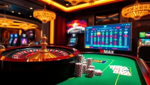 Experience the thrill of Nhà cái vmax with vibrant casino tables, thrilling games, and professional ambiance.