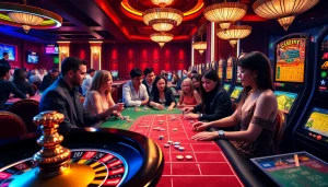 Experience the excitement of Tha bet with a vibrant casino scene featuring roulette, poker chips, and slot machines.