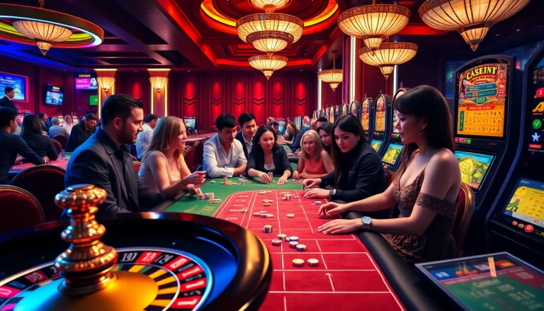 Experience the excitement of Tha bet with a vibrant casino scene featuring roulette, poker chips, and slot machines.