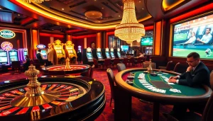 Engaged players at MM 88 casino table, with vibrant roulette and poker game action.