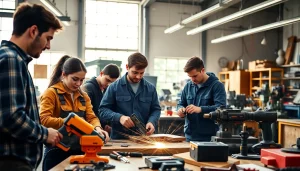 Engaged students at a Trade School In Tennessee learning practical skills in a well-equipped workshop.