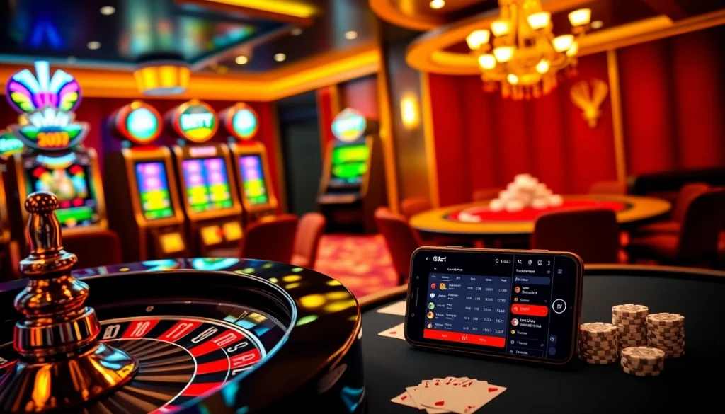 Experience the thrill of betting at 188bet with vibrant slot machines and a sleek poker setup.