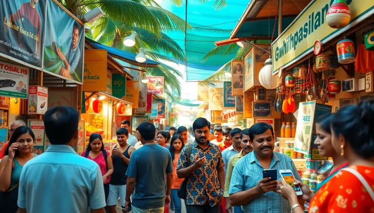 Lanka Ad marketplace with vibrant vendors showcasing local products and services in Sri Lanka.